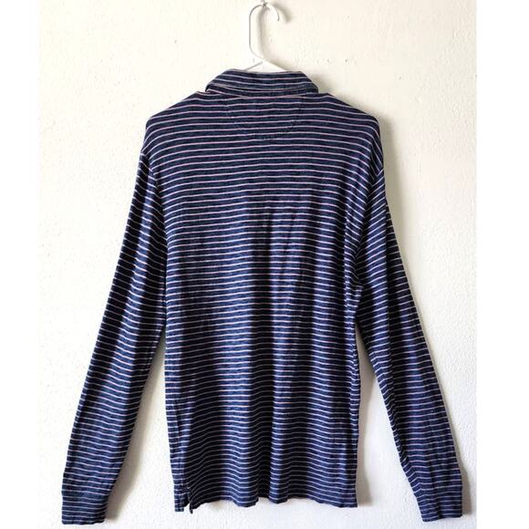 Faherty Long Sleeve Cotton Striped Collared Polo Tee Shirt Medium - Picture 2 of 8